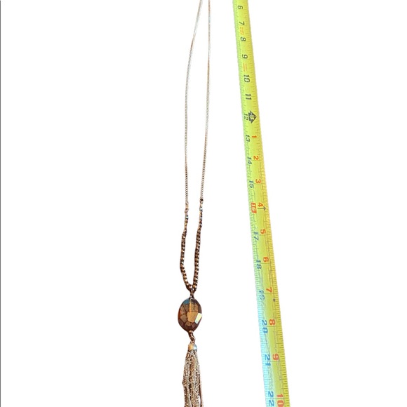 Extra Long Beaded Gold and Brown Tone Necklace - Picture 4 of 5